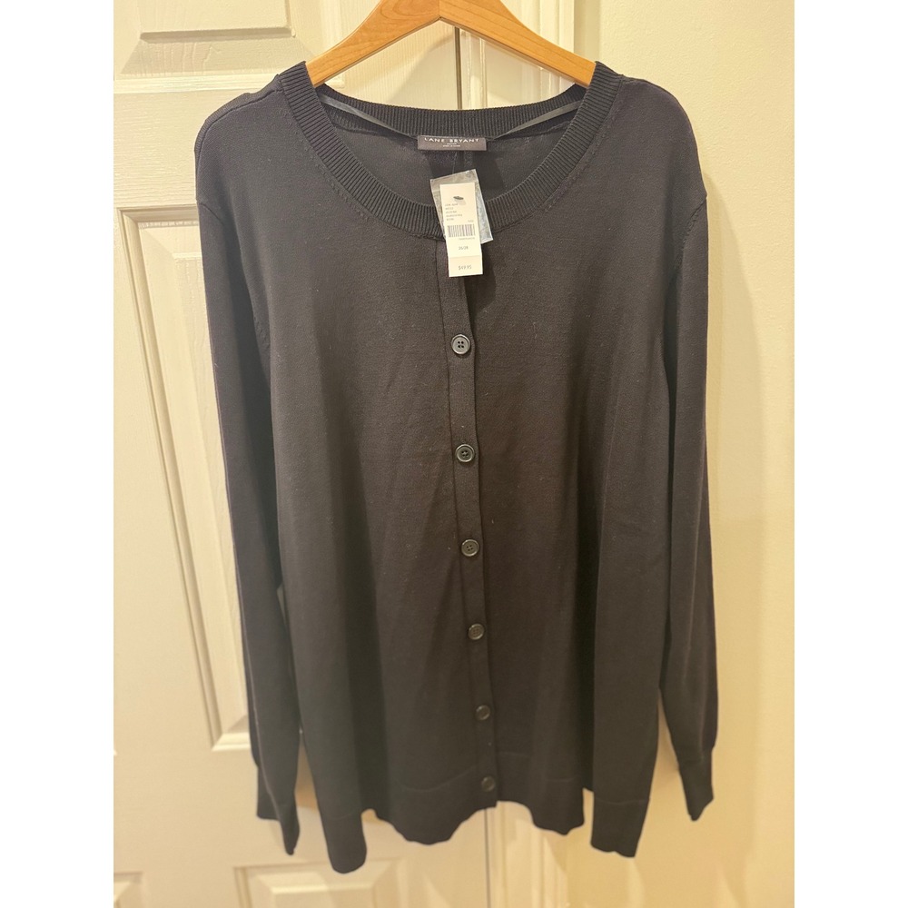 Lane Bryant Womens Black Button Front Cardigan Sweater 26/28 NWT s1135300‎
